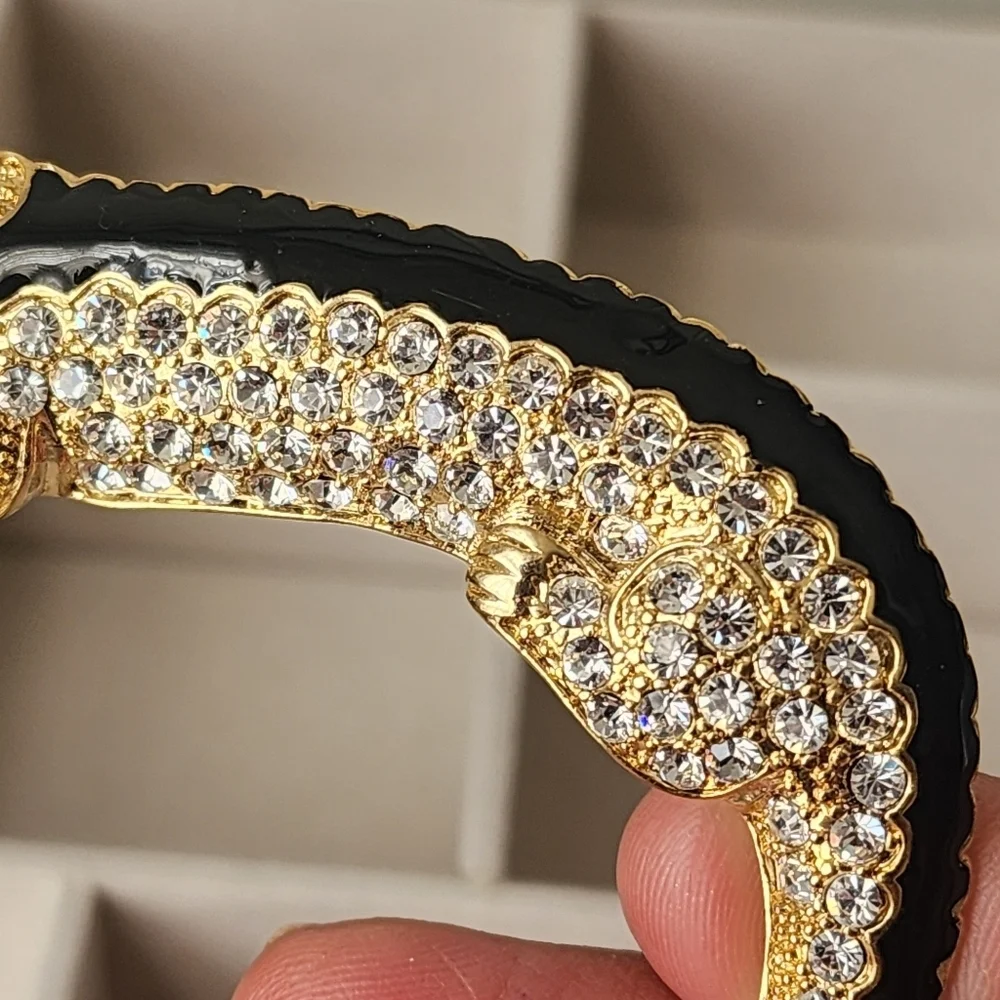 Large Statement Alligator Crocodile Austrian Crystal and Enamel Brooch Pin